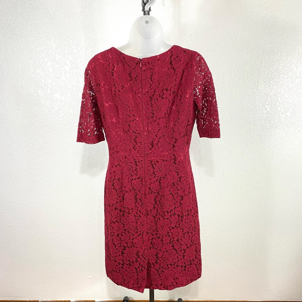 Antonio Melani Burgundy Lace Overlay Dress SZ 8 - Picture 2 of 6